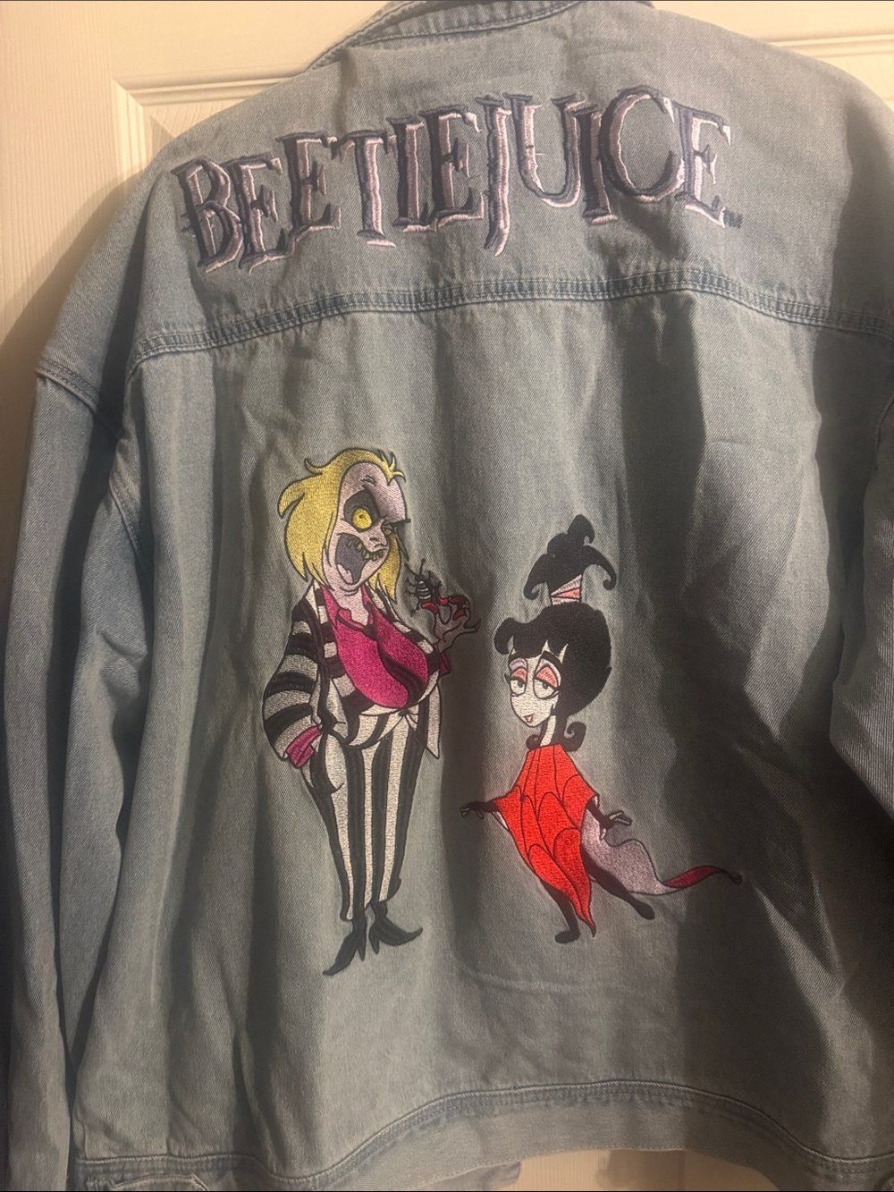 Beetlejuice Graphic Denim Jacket - Light Blue